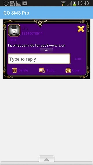 GO SMS Golden Vintage Dark Purple Theme截图1