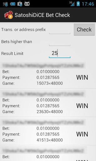 SatoshiDice Bet Check: BitCoin截图1