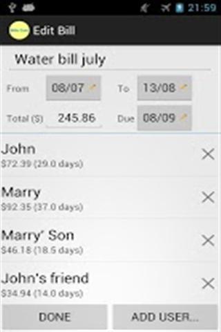 Shared Bills Calculator Lite截图3