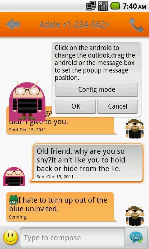 DroidSMS Theme Orange截图1