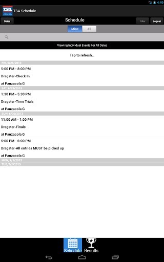 TSA Schedule & Results截图1