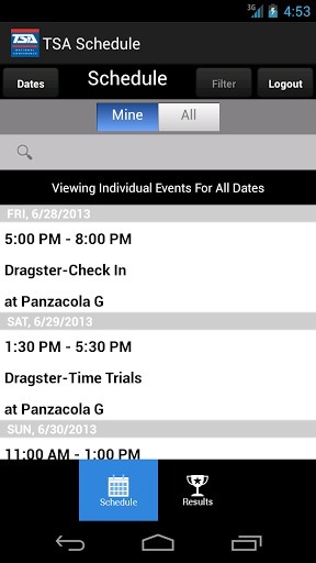 TSA Schedule & Results截图4