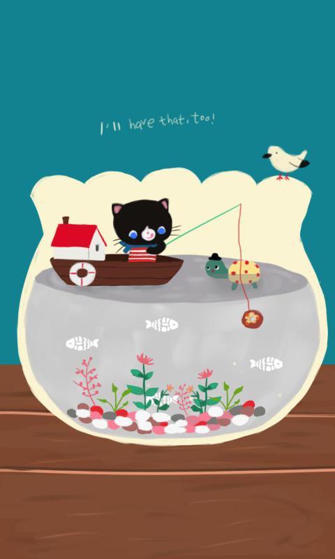 小猫钓鱼-绿豆动态壁纸截图4
