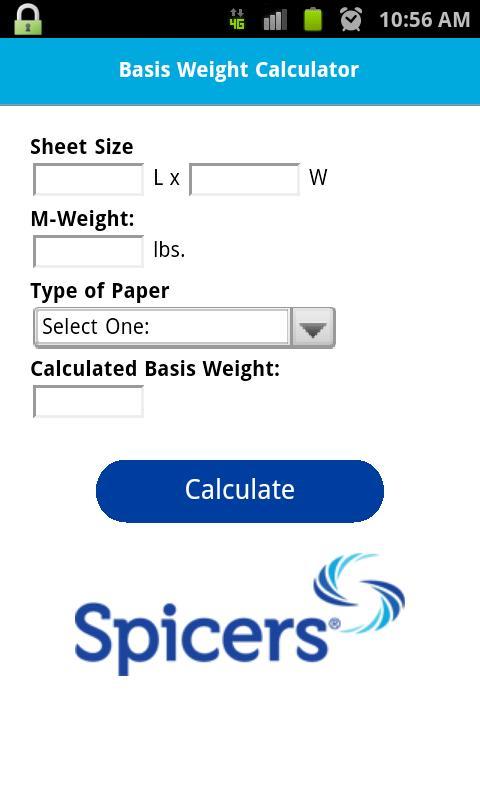 Spicers Basis Weight Calc截图2