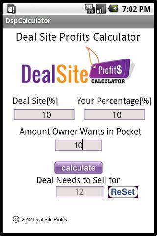 Deal Site Profits Calculator截图2