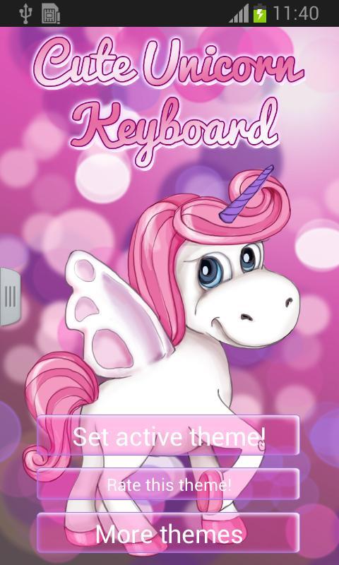 Cute Pink Unicorn Keyboard截图1