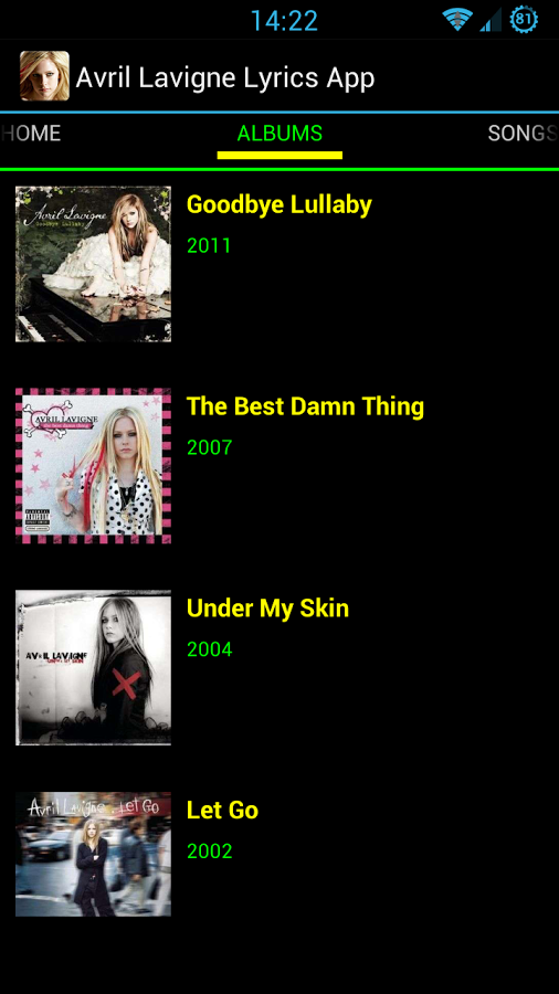 Avril Lavigne Lyrics App截图7