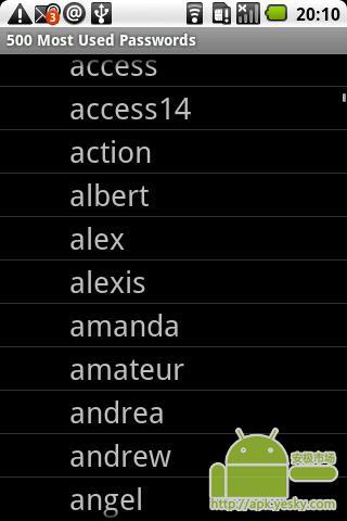 500个最常使用的密码截图1
