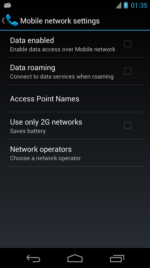 Mobile Network Settings截图2