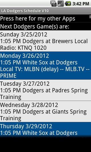 Simple LA Dodgers Schedule截图1