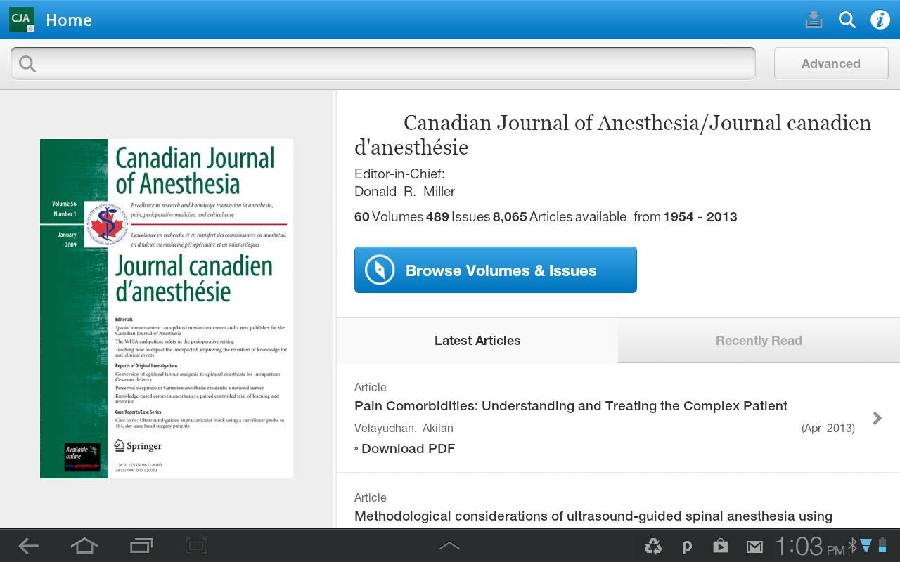 Canadian Journal of Anesthesia截图1