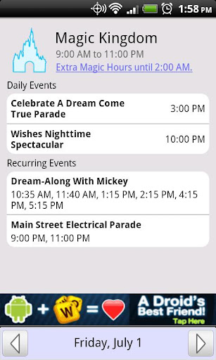 Disney World Park Hours (Free)截图3