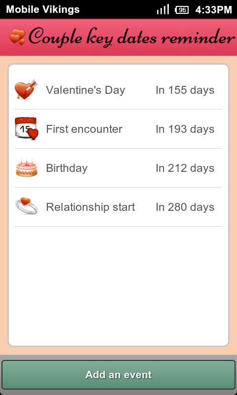 Couple key dates reminder截图1