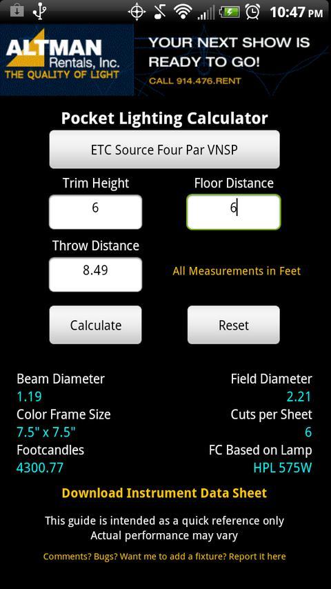 Stage Lighting Beam Calculator截图4