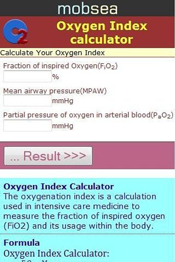 氧合指数计算器截图4