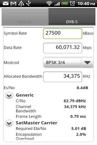 DVB-S2 Calculator截图2