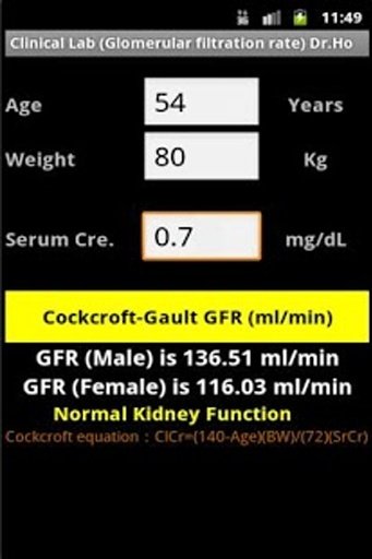 Clinical Lab ( Gault GFR )截图4