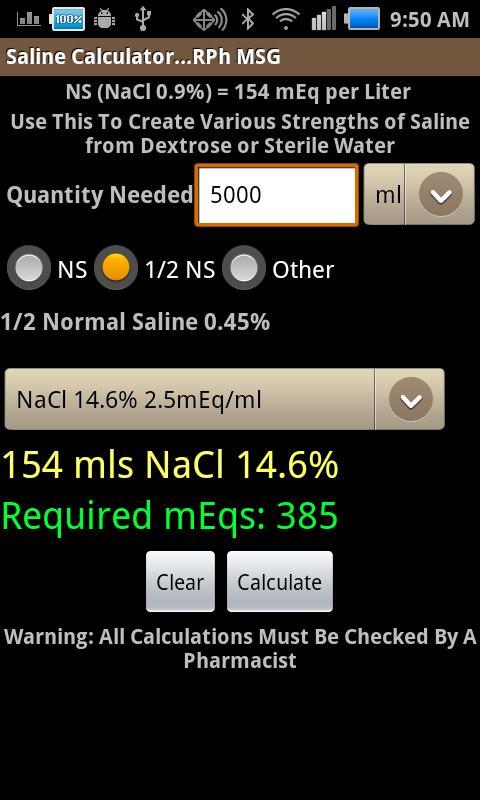 Saline Calculator截图2