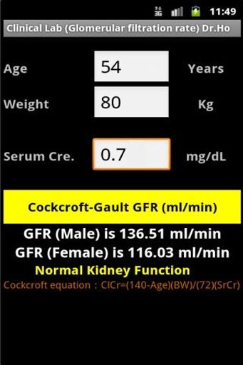 Clinical Lab ( Gault GFR )截图6