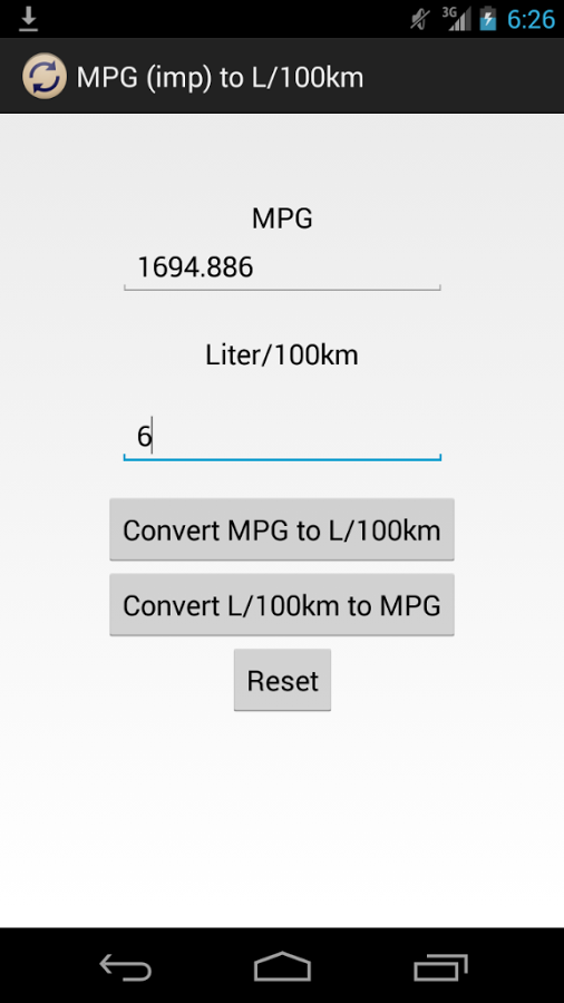 MPG (imp) to L/100km截图2