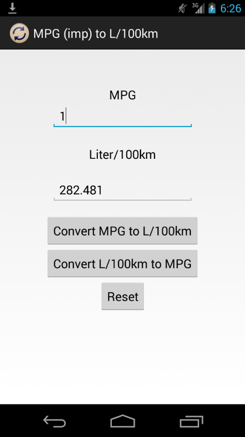 MPG (imp) to L/100km截图3