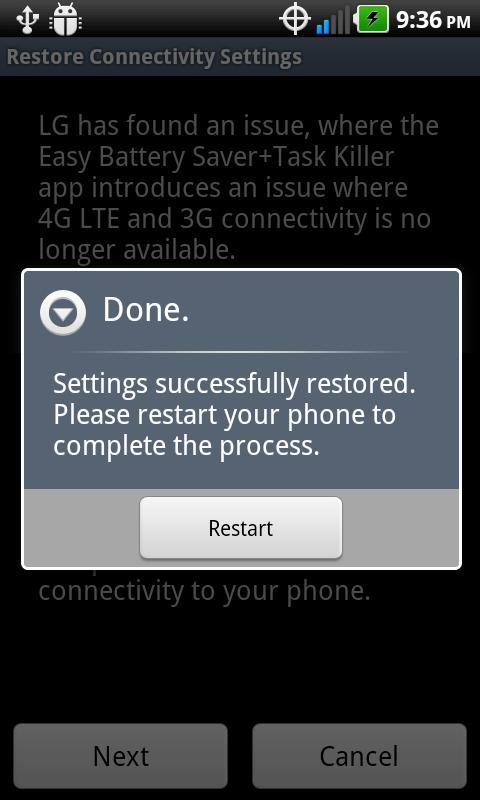 Restore Connectivity Set...截图2
