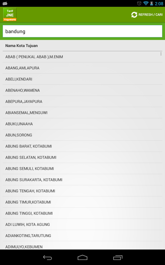 JNE Yogyakarta Tarif截图3