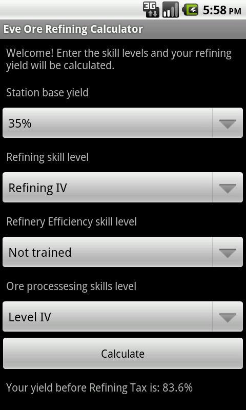 Eve Ore Refining Yield C...截图1