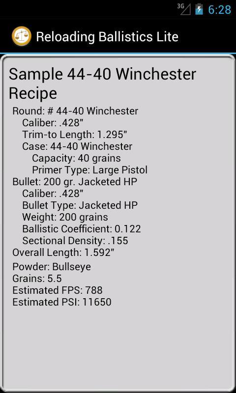 44-40 Winchester Ballistics截图2