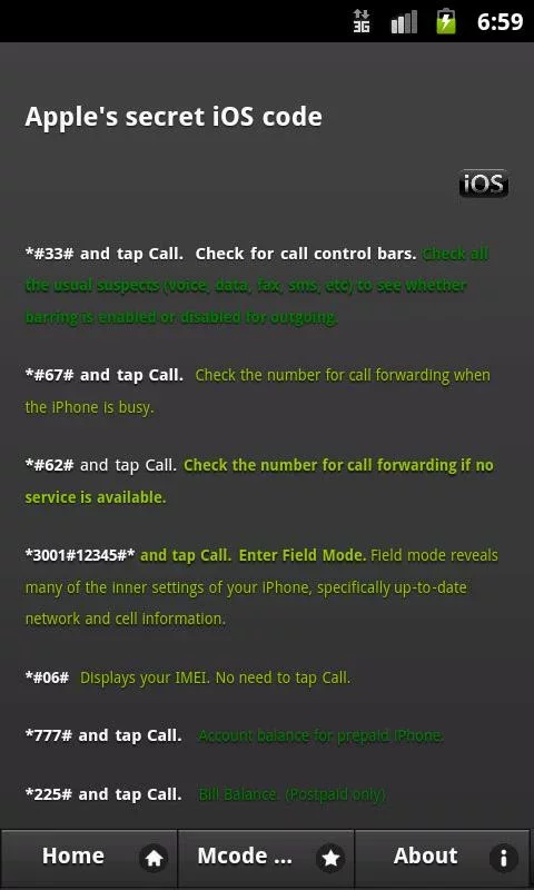 Mobile Secret mCodes截图4