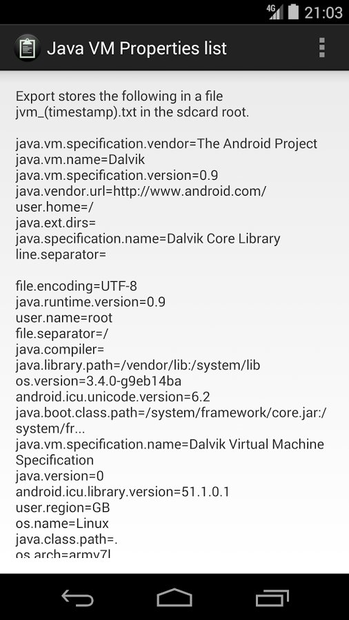 Java VM Properties list截图1