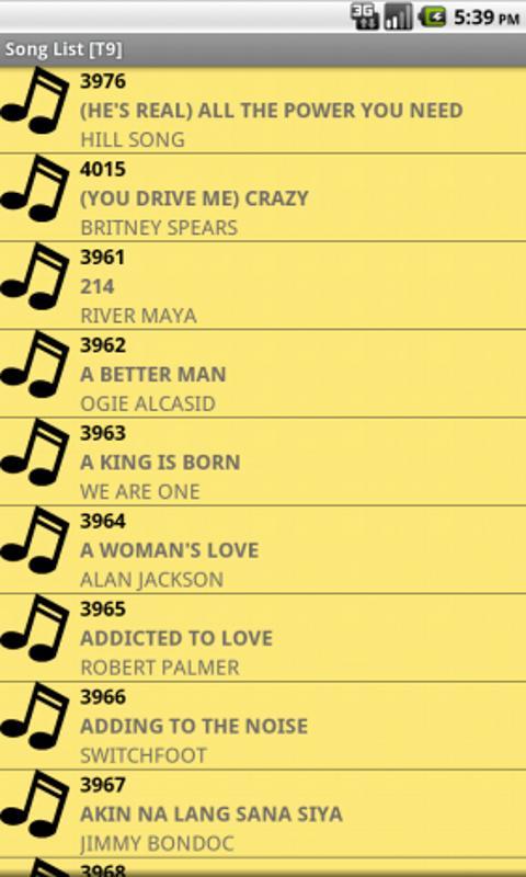 Song List [T9]截图2