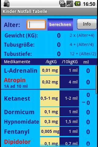 Kinder Notfall Tabelle截图2
