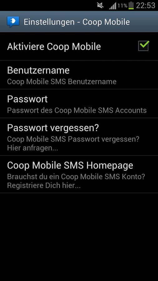 WebSMS: Coop Mobile Connector截图3