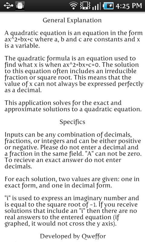 Exact Quadratic Solver截图3