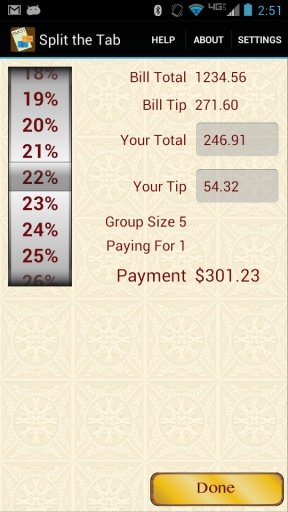 Split the Tab Shared Tip Calc.截图6