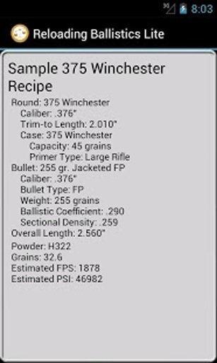 375 Winchester Ballistics Data截图2