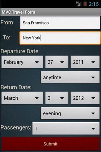 MVC Travel Form截图2