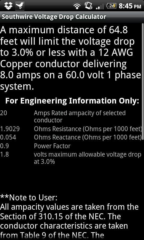 Southwire Volt Drop Calculator截图6