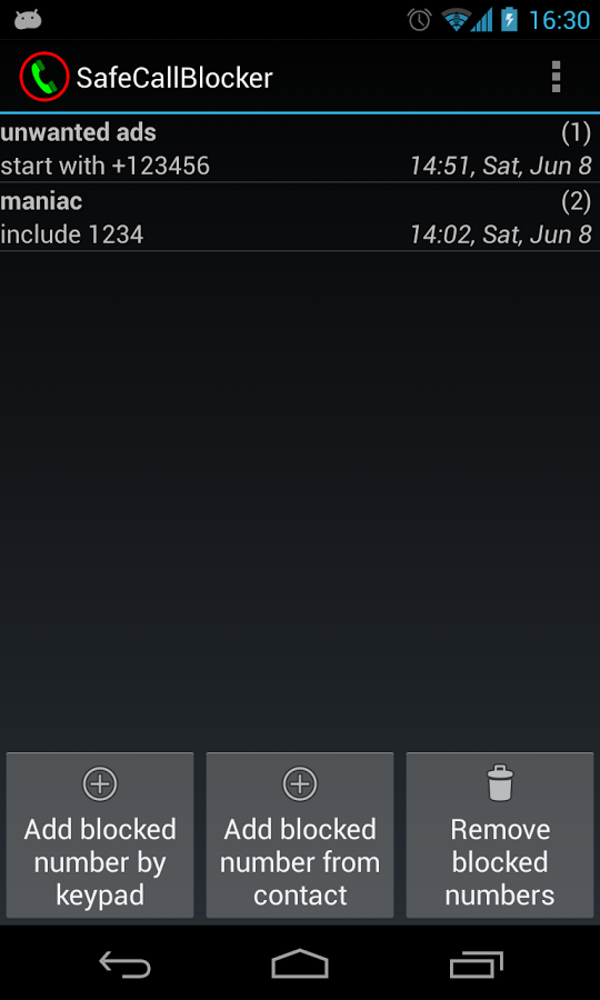 Safe Call Blocker (black list)截图2