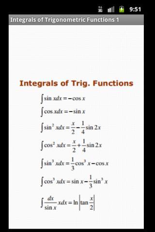 Maths Integration Formulas截图1