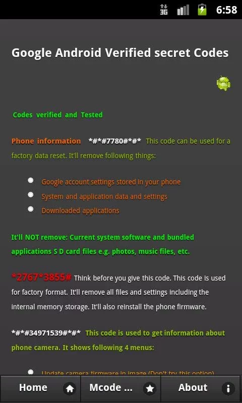 Mobile Secret mCodes截图3