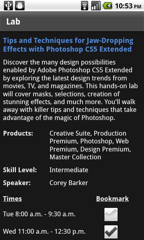 Adobe MAX Schedule 2011截图1