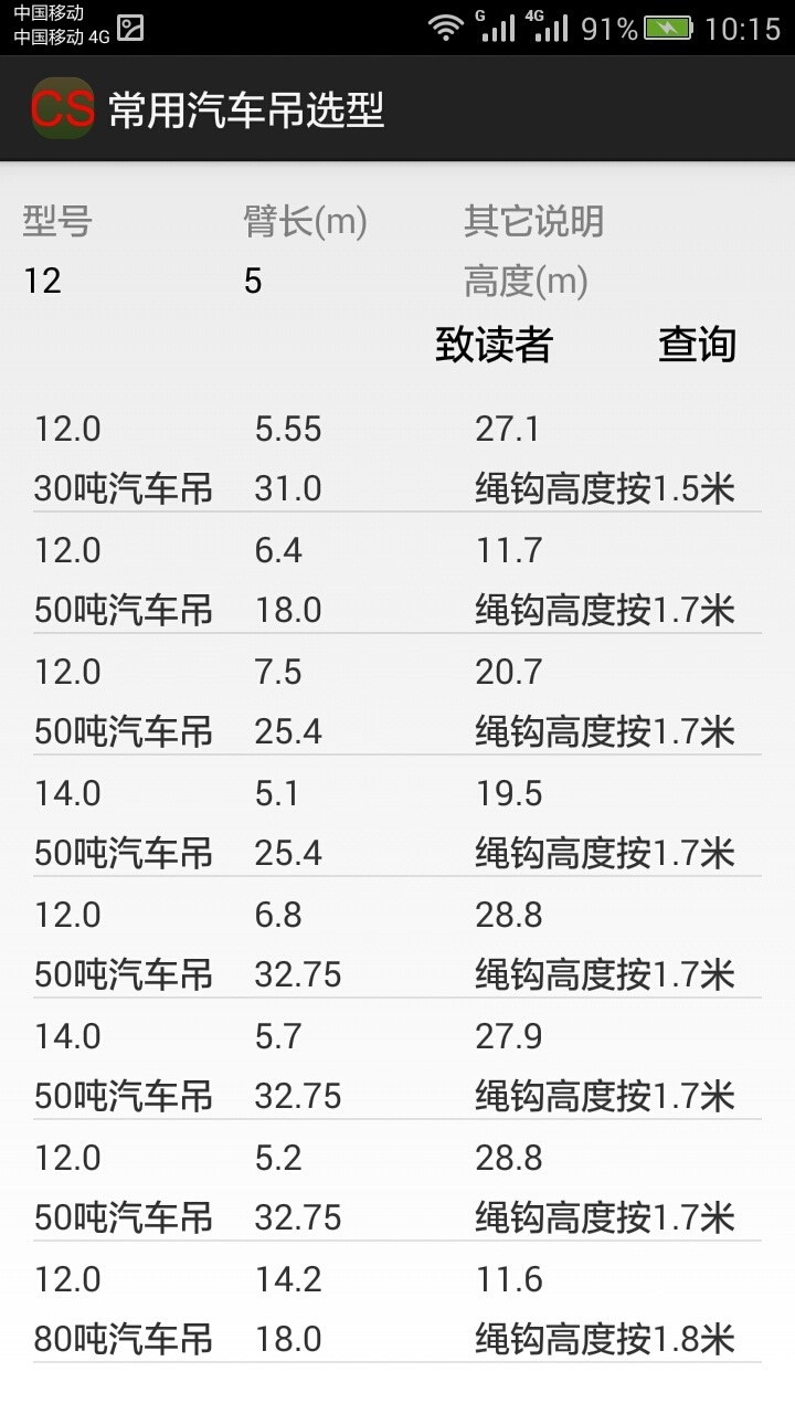 常用汽车吊选型截图4