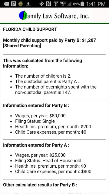 FL Child Support Calculator截图3