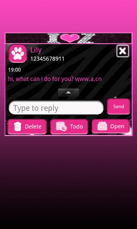 GO SMS Cute Pink Diamond Theme截图3