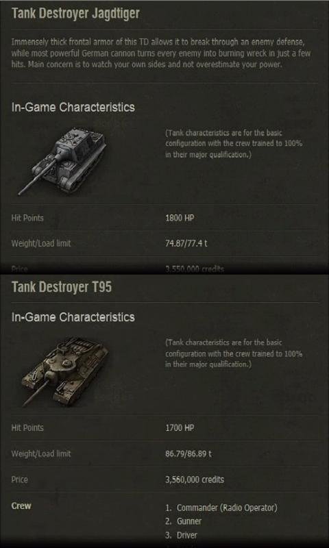 Tank talents/info for WoT Game截图1