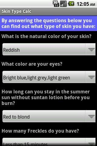 Skin Type Calc截图2