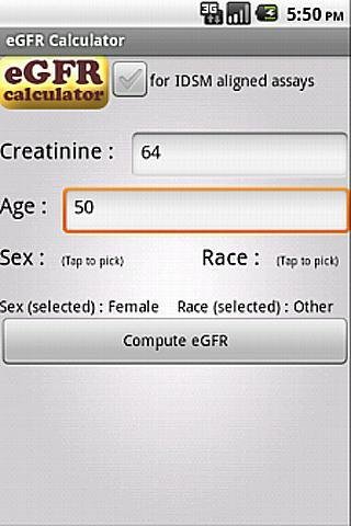 eGFR Calculator截图2