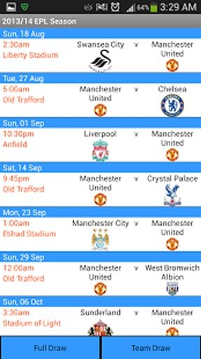 Premier League 2013 Fixtures截图9